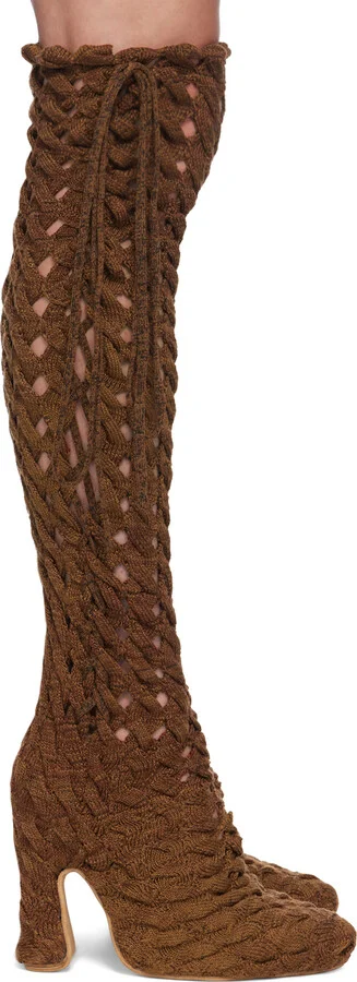 Isa Boulder SSENSE Exclusive Brown Spiralcable Tall Boots
