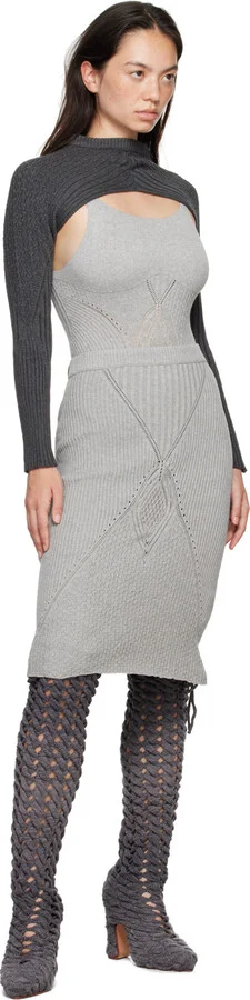 Isa Boulder SSENSE Exclusive Gray Spiral Cable Boots - Image 5