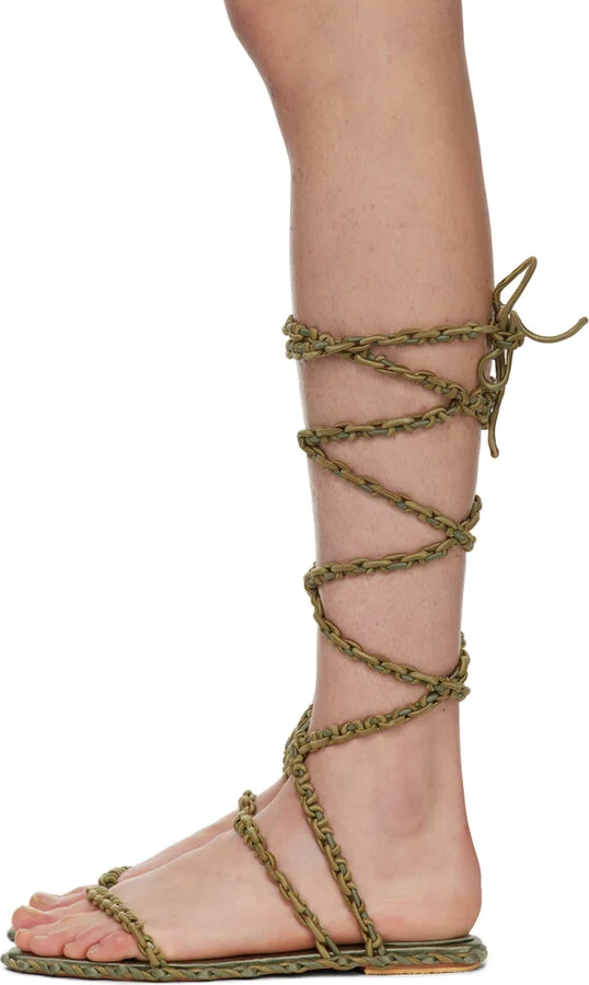 Isa Boulder SSENSE Exclusive Green Vine Sandals - Image 3