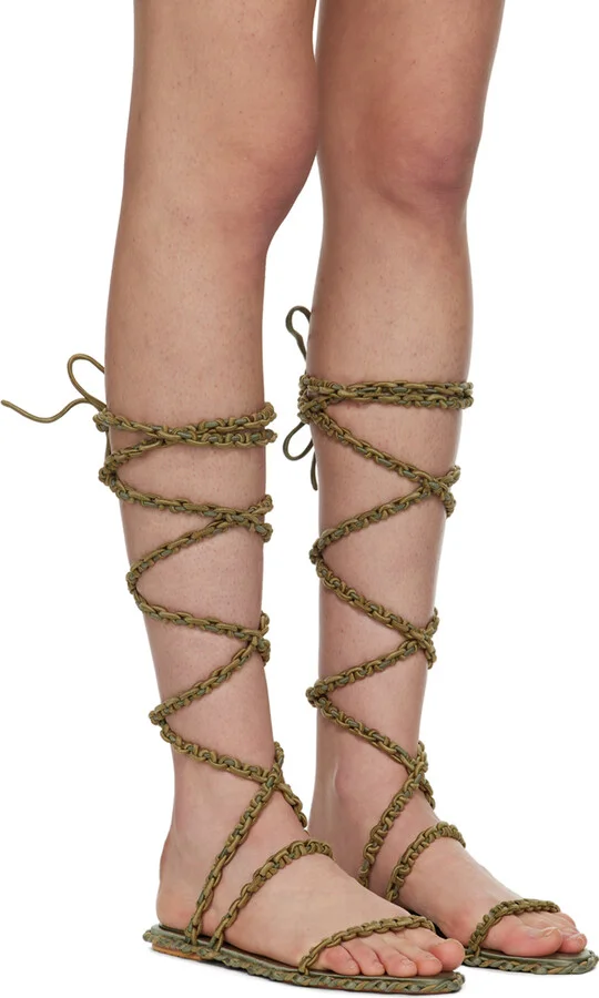 Isa Boulder SSENSE Exclusive Green Vine Sandals - Image 4