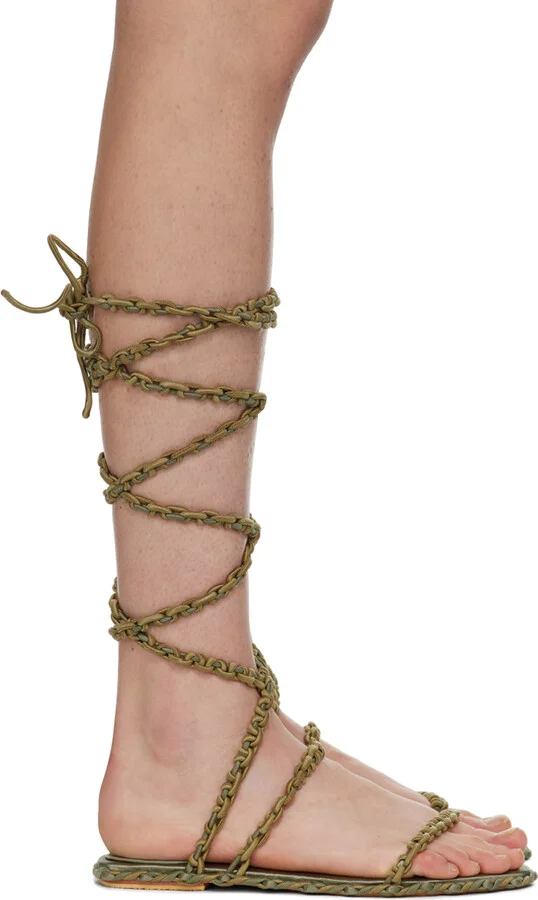 Isa Boulder SSENSE Exclusive Green Vine Sandals