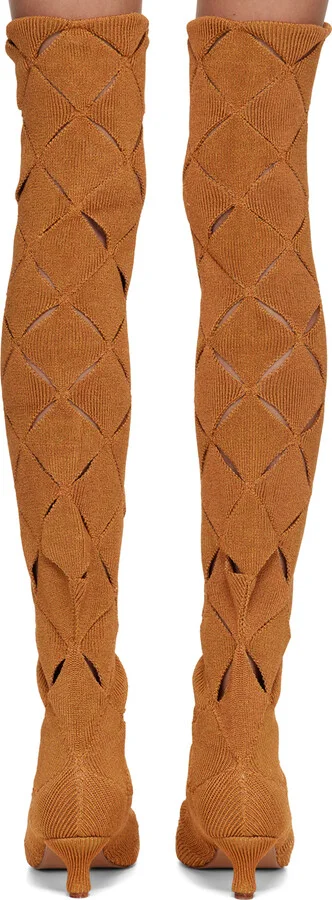 Isa Boulder SSENSE Exclusive Orange Argyle Tall Boots - Image 2