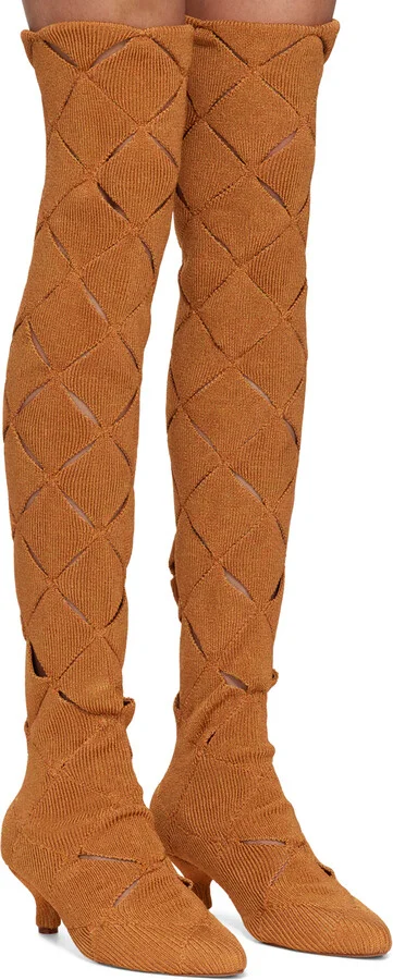 Isa Boulder SSENSE Exclusive Orange Argyle Tall Boots - Image 4
