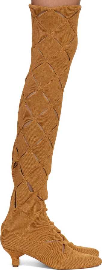 Isa Boulder SSENSE Exclusive Orange Argyle Tall Boots