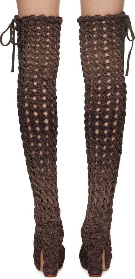 Isa Boulder SSENSE Exclusive Purple Spiralcable Tall Boots - Image 2