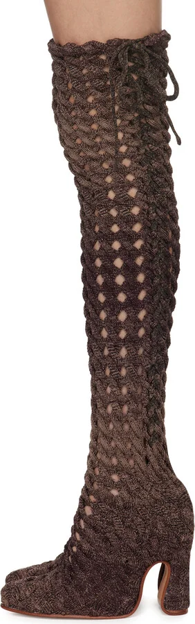 Isa Boulder SSENSE Exclusive Purple Spiralcable Tall Boots - Image 3