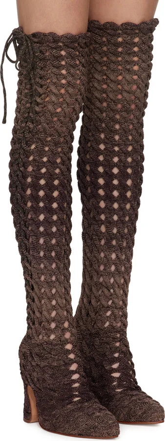 Isa Boulder SSENSE Exclusive Purple Spiralcable Tall Boots - Image 4