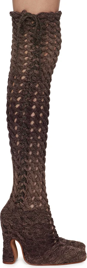 Isa Boulder SSENSE Exclusive Purple Spiralcable Tall Boots