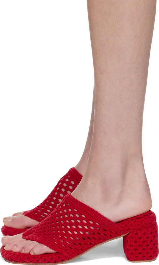 Isa Boulder SSENSE Exclusive Red Knit Heeled Sandals - Image 3