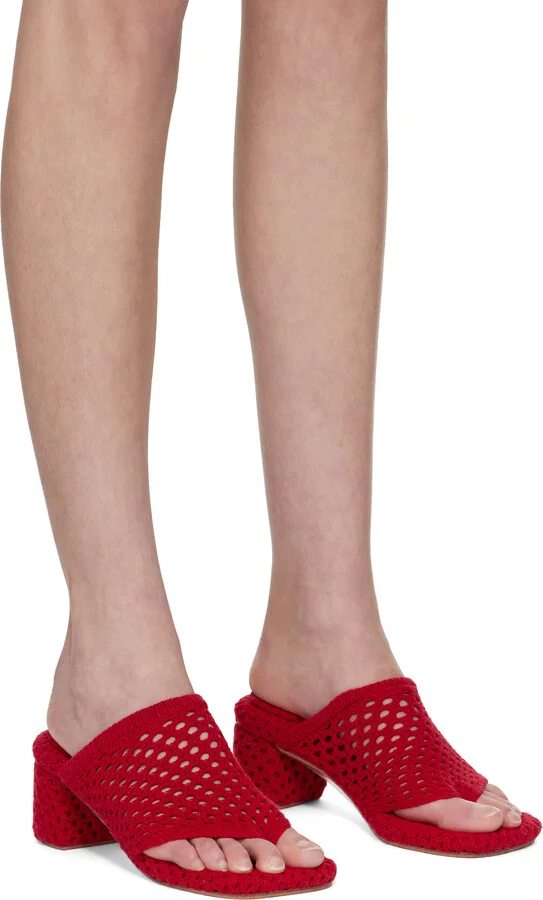 Isa Boulder SSENSE Exclusive Red Knit Heeled Sandals - Image 4