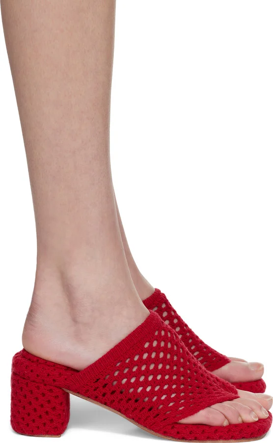 Isa Boulder SSENSE Exclusive Red Knit Heeled Sandals