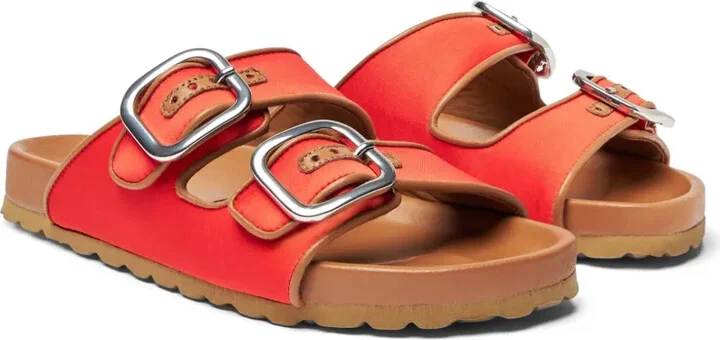 Isa double-buckle leather slides - Image 2