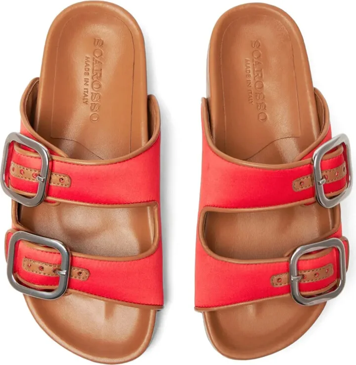 Isa double-buckle leather slides - Image 4