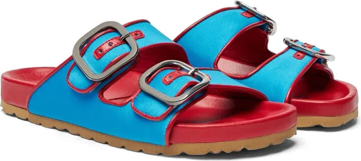 Isa double-buckle leather slides - Image 2