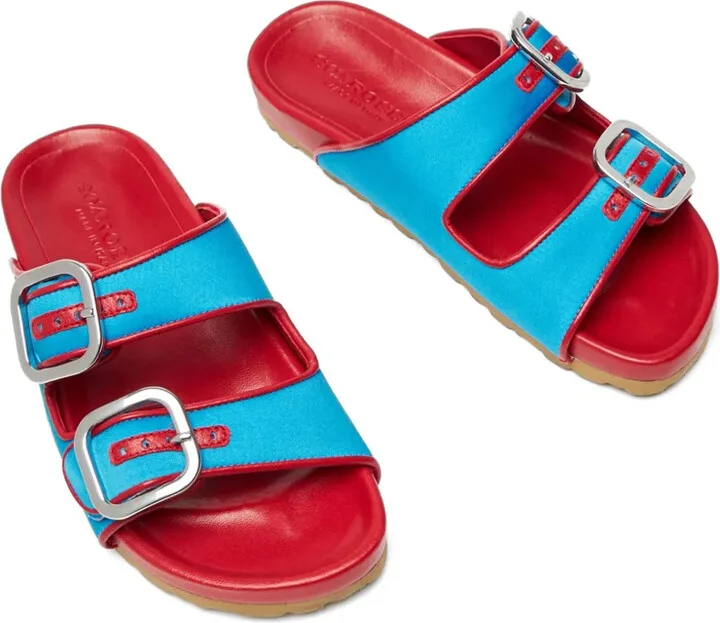 Isa double-buckle leather slides - Image 3