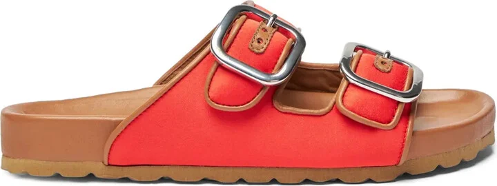 Isa double-buckle leather slides