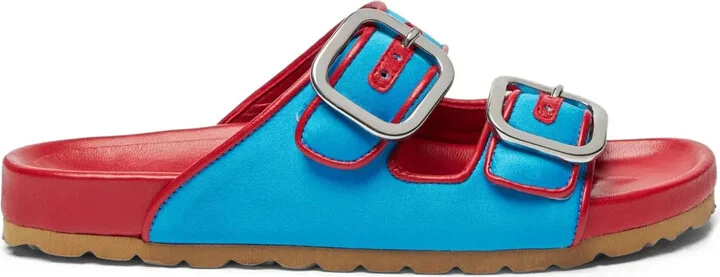 Isa double-buckle leather slides