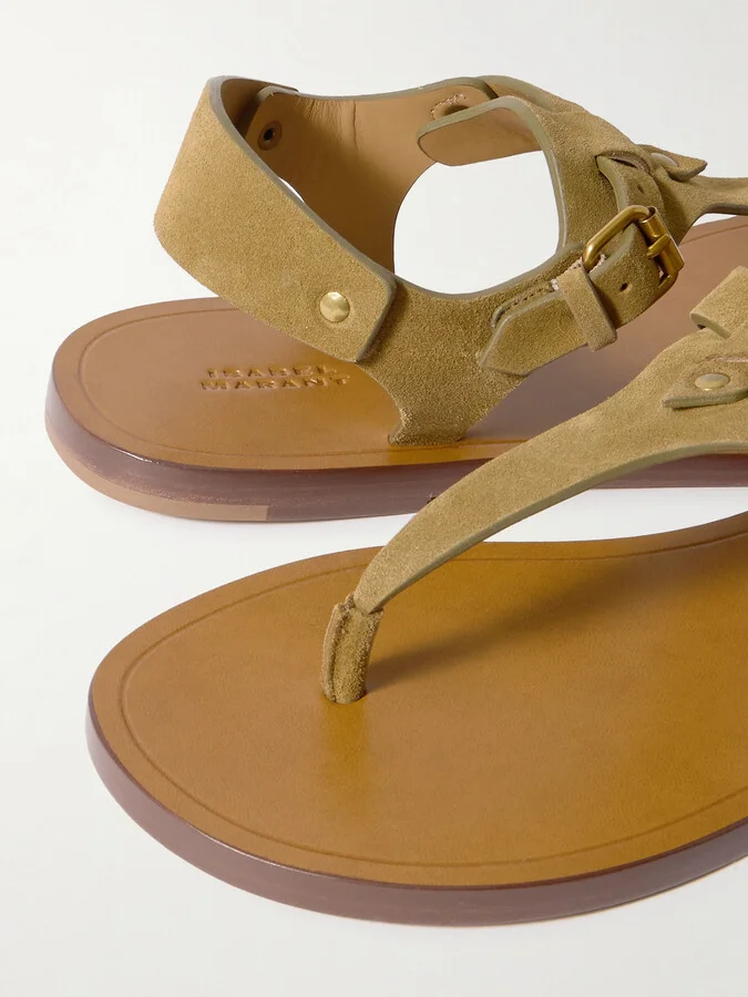 Isabel Marant - Akel Embellished Suede Sandals - Brown - Image 4