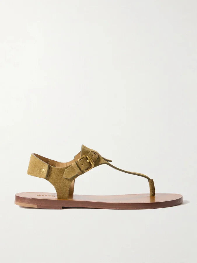 Isabel Marant - Akel Embellished Suede Sandals - Brown