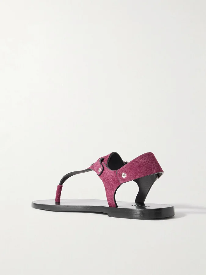 Isabel Marant - Akel Embellished Suede Sandals - Purple - Image 3