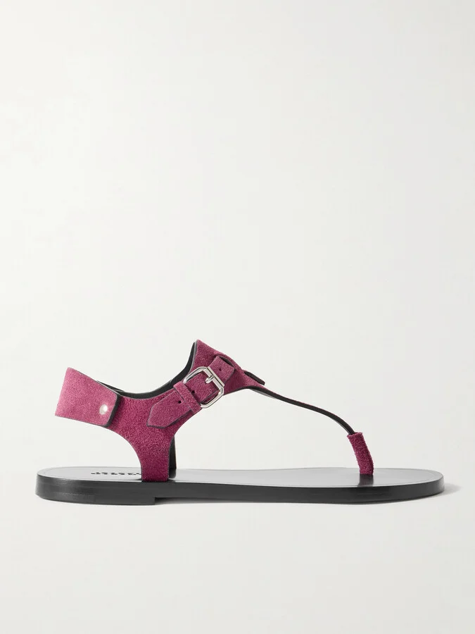 Isabel Marant - Akel Embellished Suede Sandals - Purple