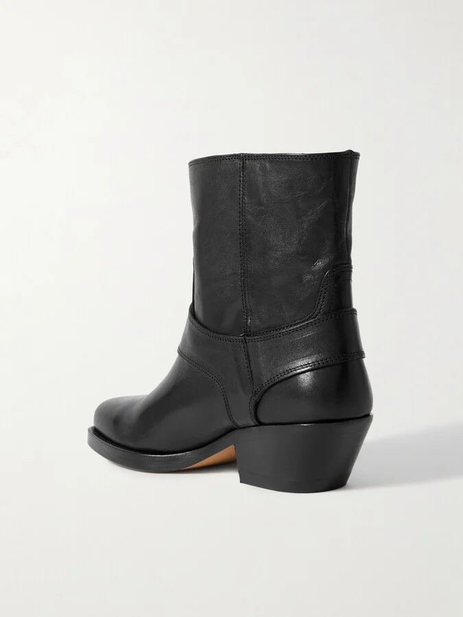 Isabel Marant - Akson Embellished Tasseled Leather Ankle Boots - Black - Image 3