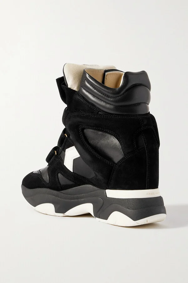 Isabel Marant - Balskee Leather And Suede High-top Wedge Sneakers - Black - Image 3
