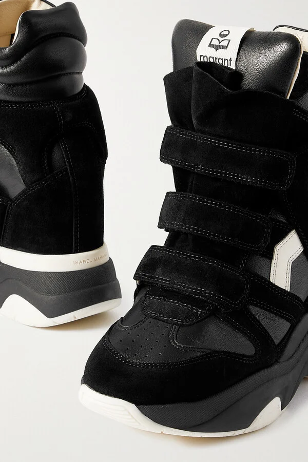 Isabel Marant - Balskee Leather And Suede High-top Wedge Sneakers - Black - Image 4