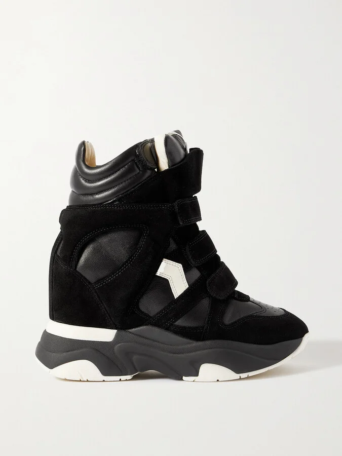 Isabel Marant - Balskee Leather And Suede High-top Wedge Sneakers - Black
