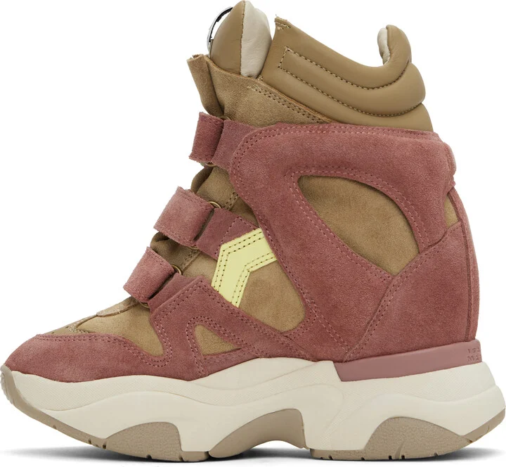 Isabel Marant Beige & Pink Balskee Sneakers - Image 3