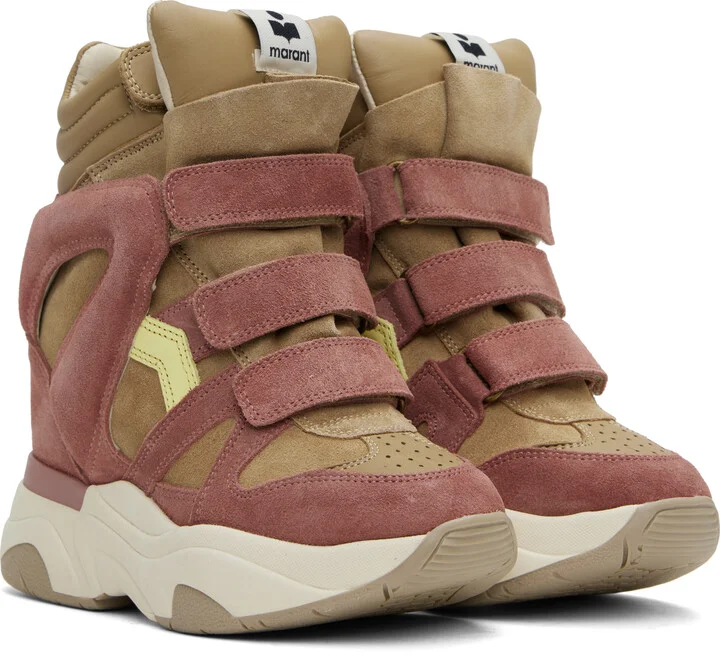 Isabel Marant Beige & Pink Balskee Sneakers - Image 4