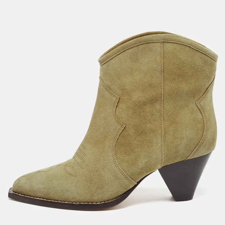 Isabel Marant Beige Suede Dicker Ankle Length Boots Size 38