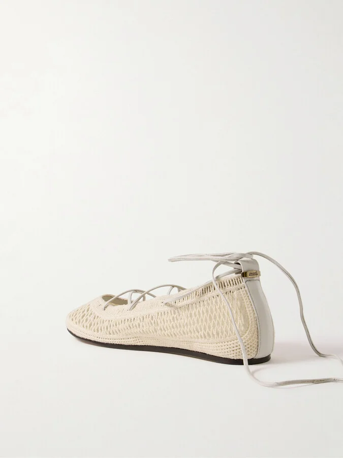 Isabel Marant - Belna Leather-trimmed Crocheted Ballet Flats - Ecru - Image 3