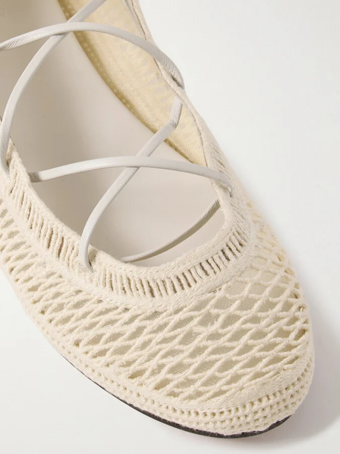 Isabel Marant - Belna Leather-trimmed Crocheted Ballet Flats - Ecru - Image 4