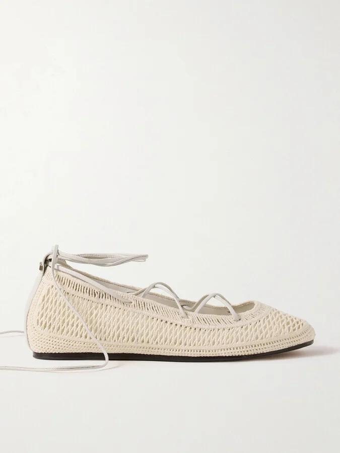Isabel Marant - Belna Leather-trimmed Crocheted Ballet Flats - Ecru