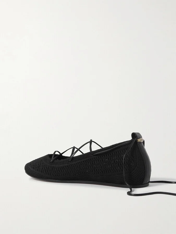 Isabel Marant - Belna Leather-trimmed Woven Ballet Flats - Black - Image 3