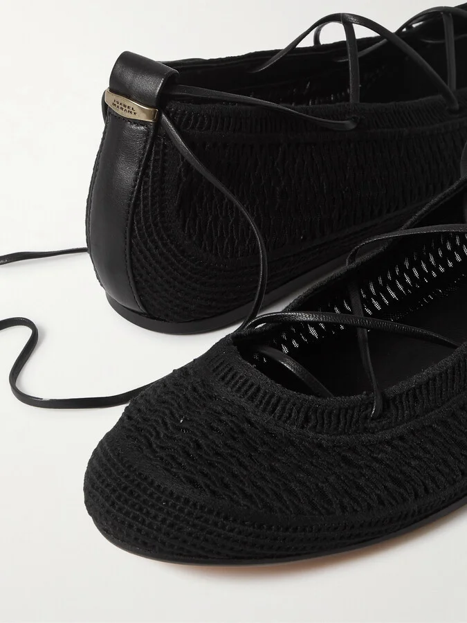Isabel Marant - Belna Leather-trimmed Woven Ballet Flats - Black - Image 4