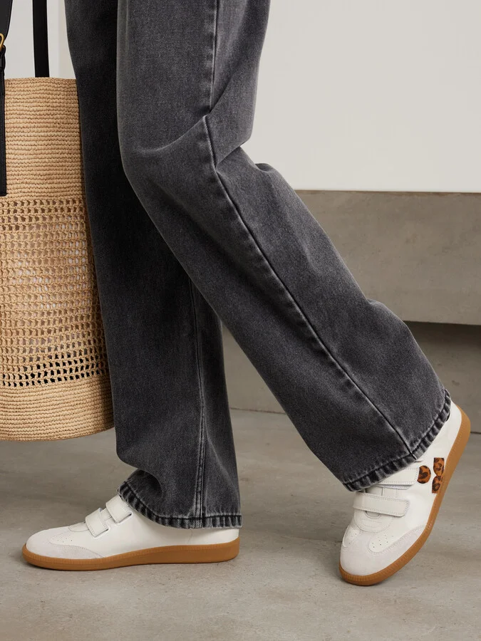 Isabel Marant - Beth Suede-trimmed Leather Sneakers - Ecru - Image 2