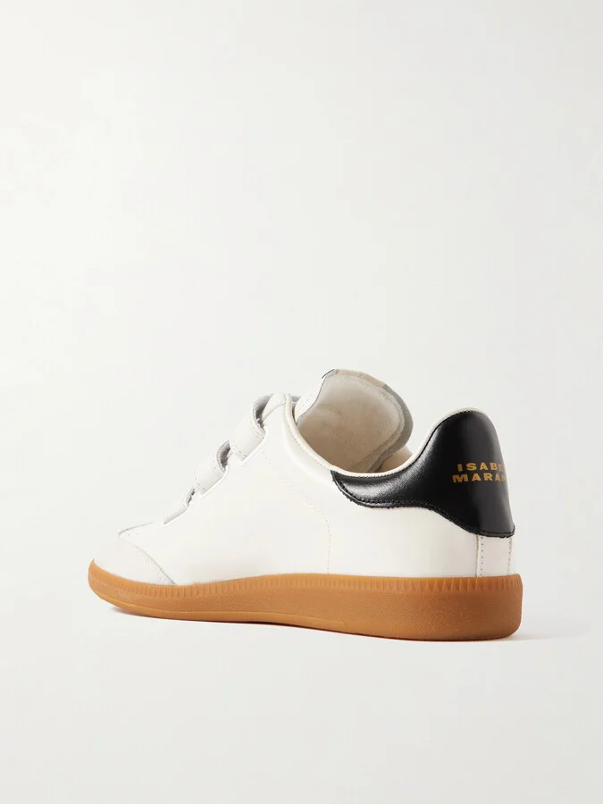 Isabel Marant - Beth Suede-trimmed Leather Sneakers - Ecru - Image 3