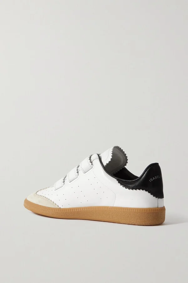 Isabel Marant - Beth Suede-trimmed Leather Sneakers - White - Image 3
