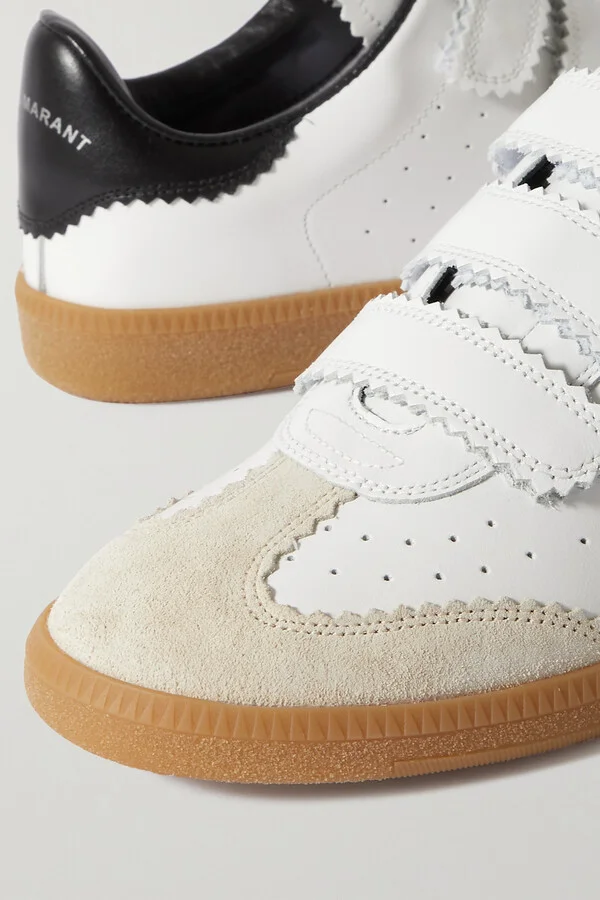 Isabel Marant - Beth Suede-trimmed Leather Sneakers - White - Image 4