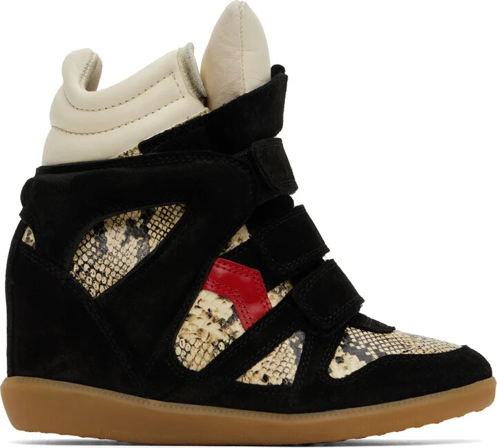 Isabel Marant Black & Beige Bekett Sneakers