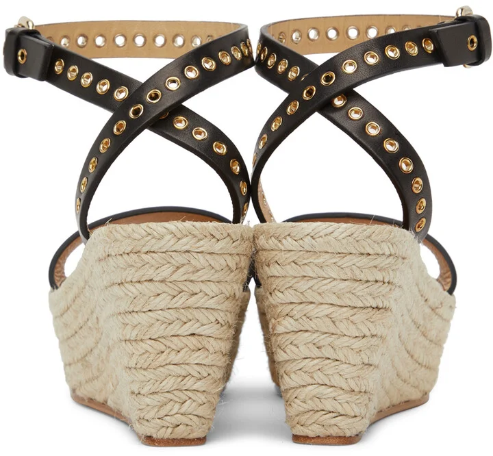 Isabel Marant Black Messer Wedge Sandals - Image 4