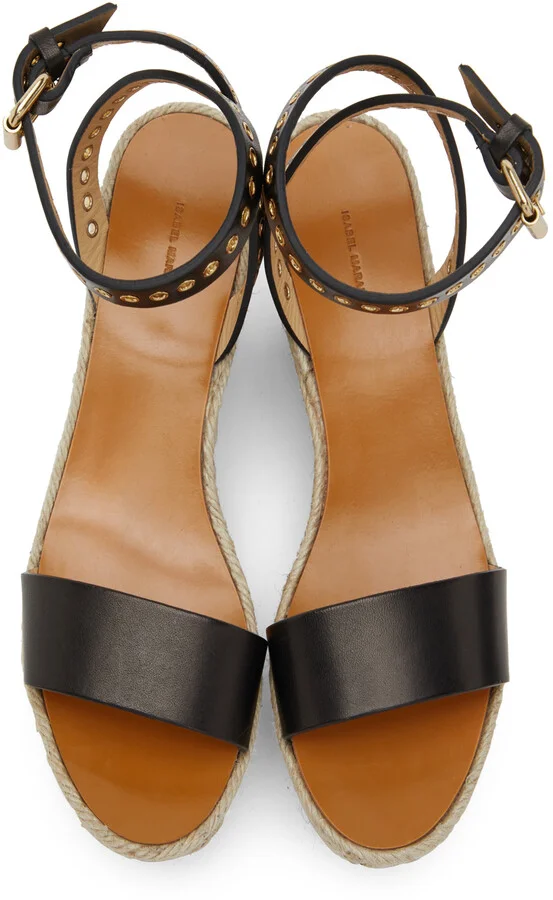Isabel Marant Black Messer Wedge Sandals - Image 5