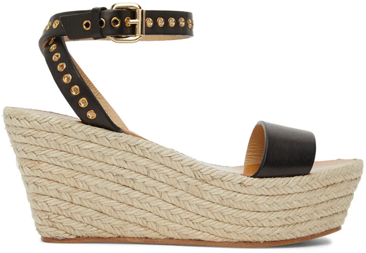 Isabel Marant Black Messer Wedge Sandals