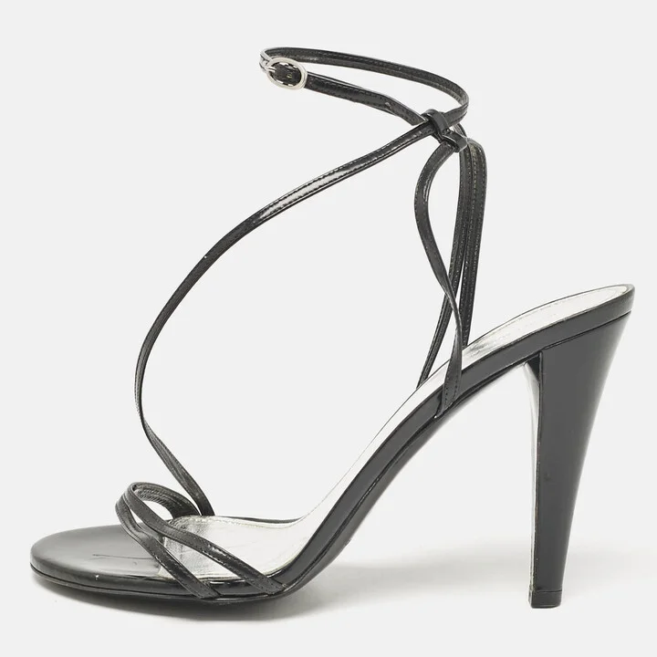 Isabel Marant Black Patent Ankle Strap Sandals Size 40