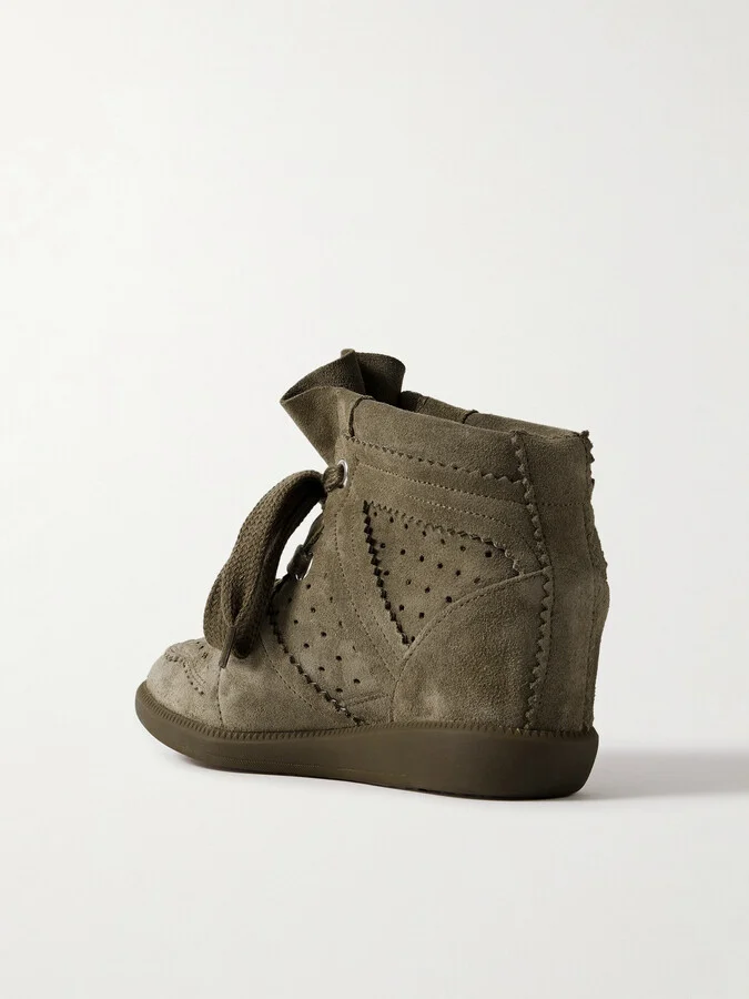 Isabel Marant - Bobby Perforated Suede Wedge Sneakers - Brown - Image 3