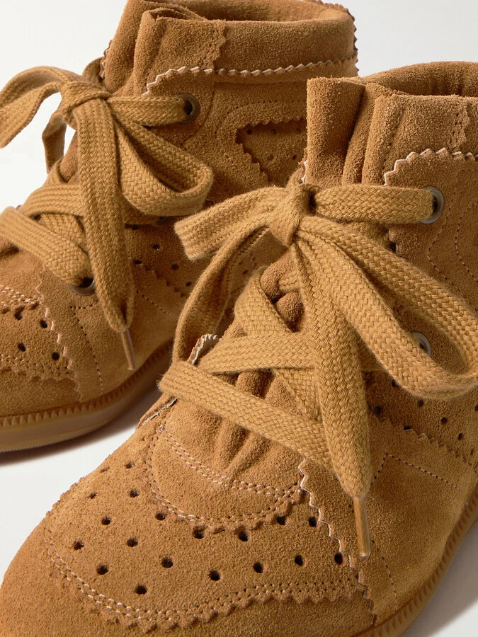 Isabel Marant - Bobby Perforated Suede Wedge Sneakers - Brown - Image 4