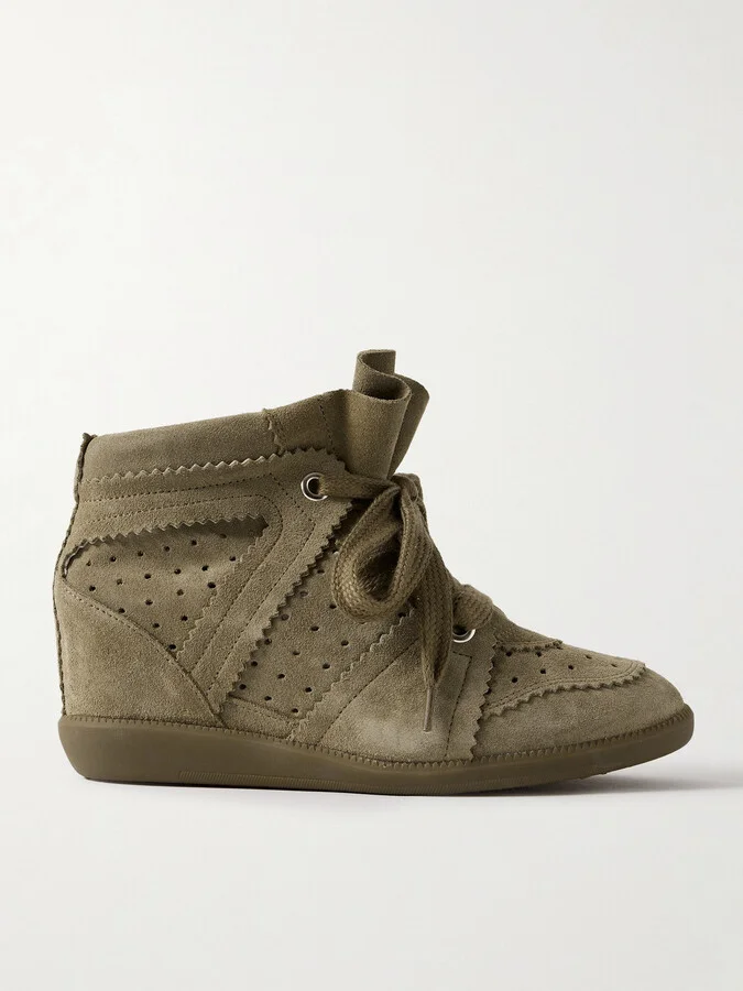 Isabel Marant - Bobby Perforated Suede Wedge Sneakers - Brown