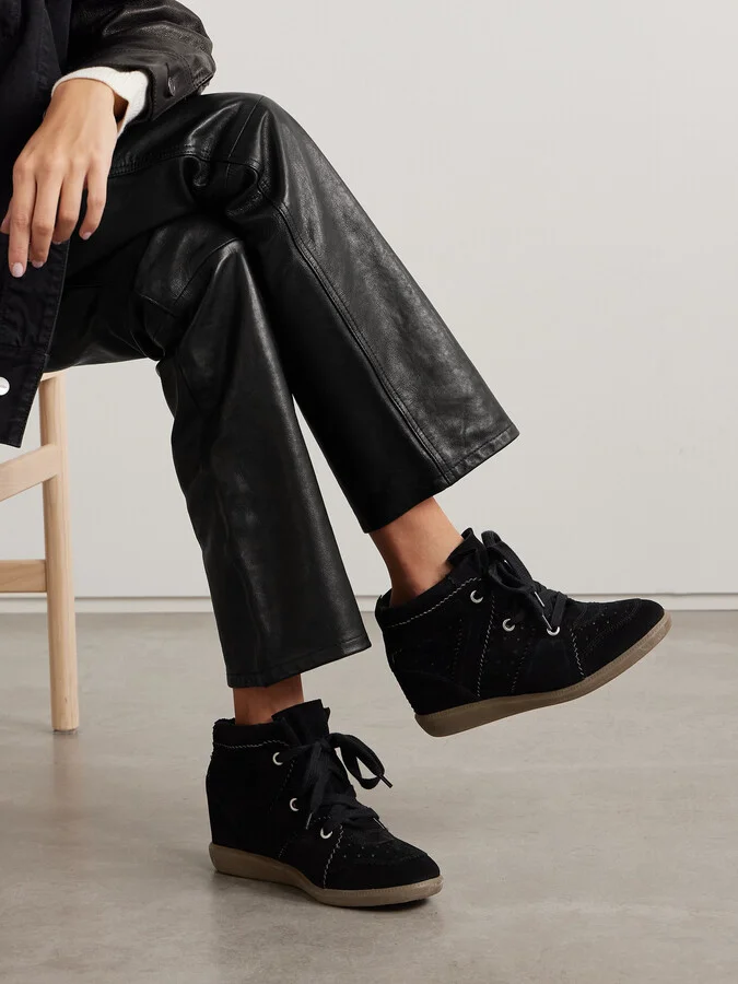 Isabel Marant - Bobby Suede Wedge Sneakers - Black - Image 2